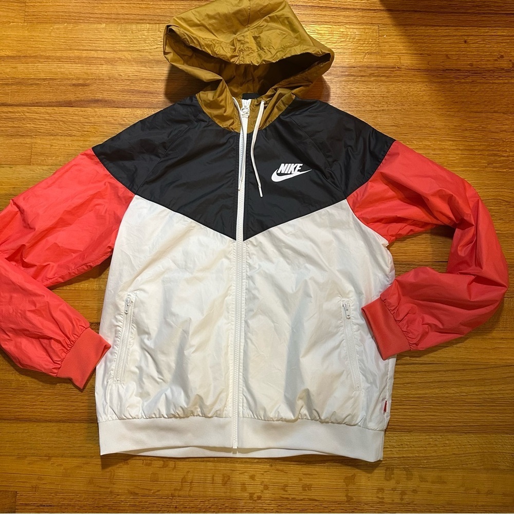 Nike Colorblock Hooded Windbreaker Jacket - White, Black, Red, Olive